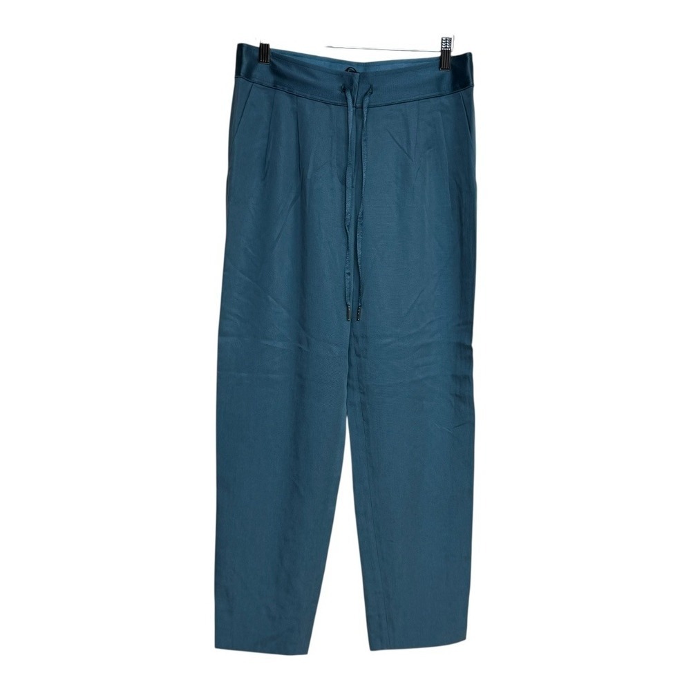 ELIE TAHARI Teal Silk Waistband Tencel‎ Lyocell Wide Leg Pleated Dressy Pants 44
